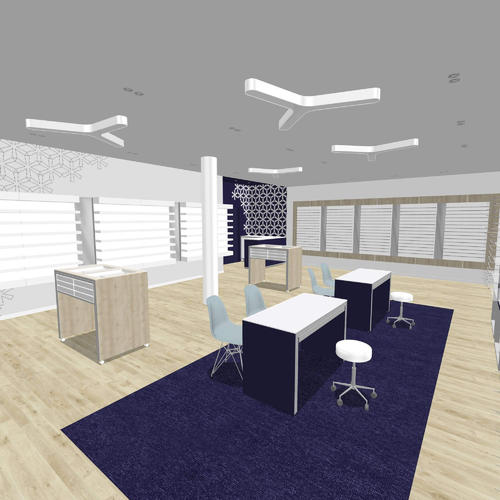 Chic with a twist optical store design - basic 3D rendering