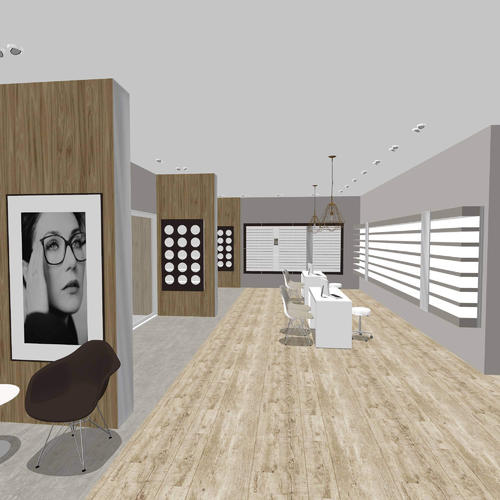 Traditional optical store design - basic 3D rendering