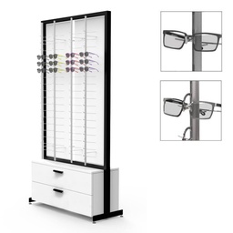 FS display, 2 rotating plates, 8 rods (144), 2 deep drawers (100 cases), 1032x1980x400 mm