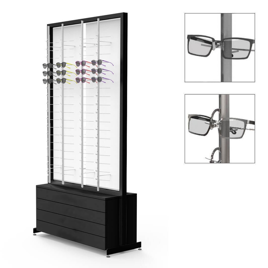 FS display, 2 rotating plates, 8 rods (144), 4 drawers (100), 1032x1980x400 mm