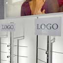 Logo holder for rod, exchangeable paper insert