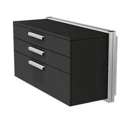 Wall cabinet, 3 drawers with handles, soft-close