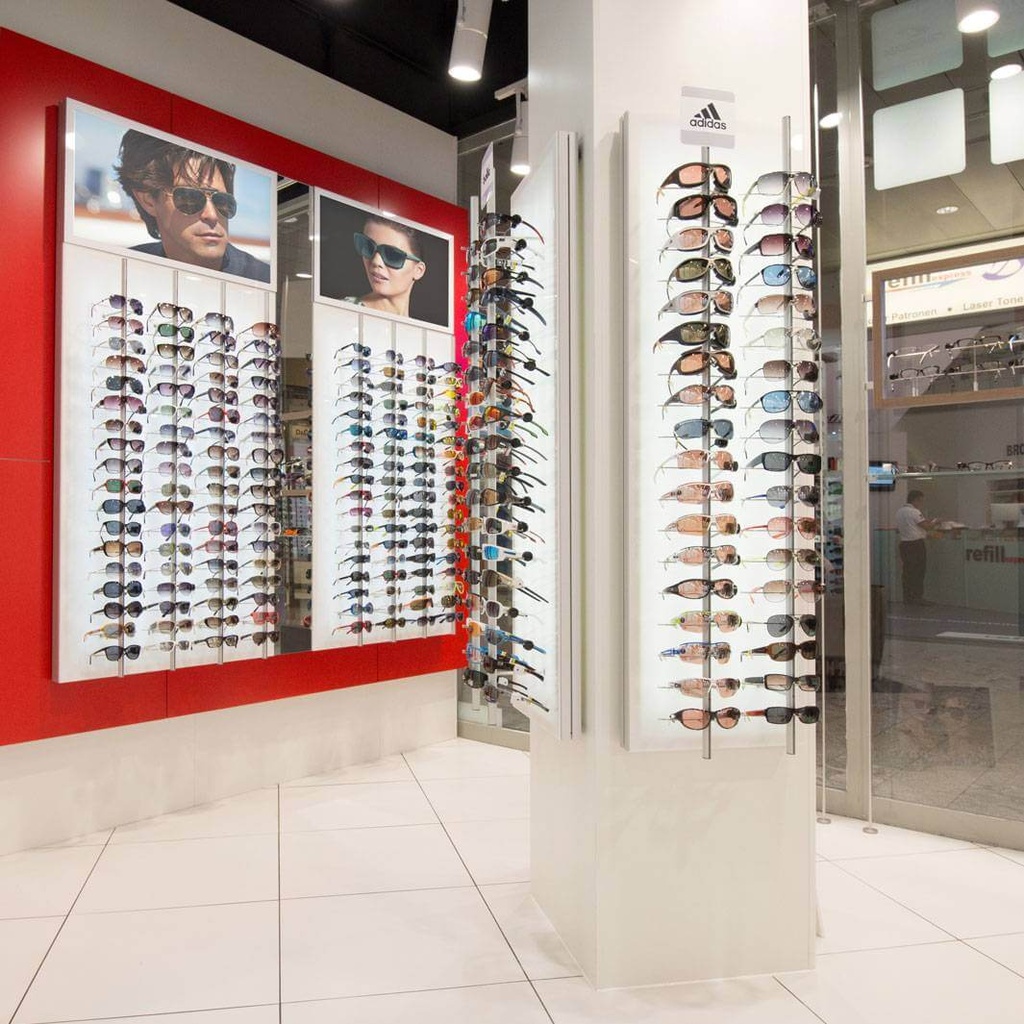 RR wall display, 2 key lockable rods (36), 450x1500x280 mm