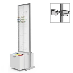 FS display, 1 large drawer for cases (120), fixed plate with 4 rods (72), 552x1980x400 mm