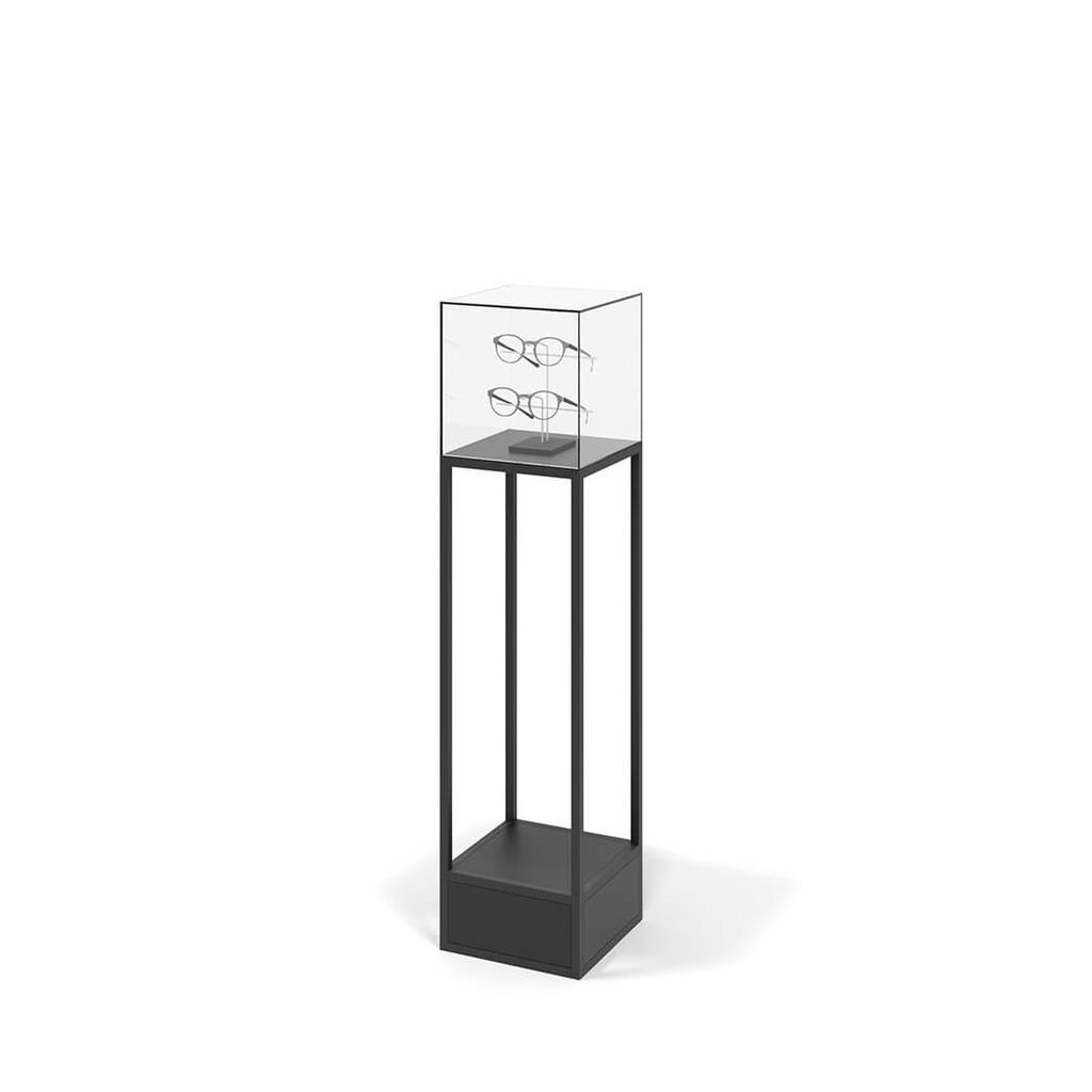 STK pedestal, construction with square base, acrylic box