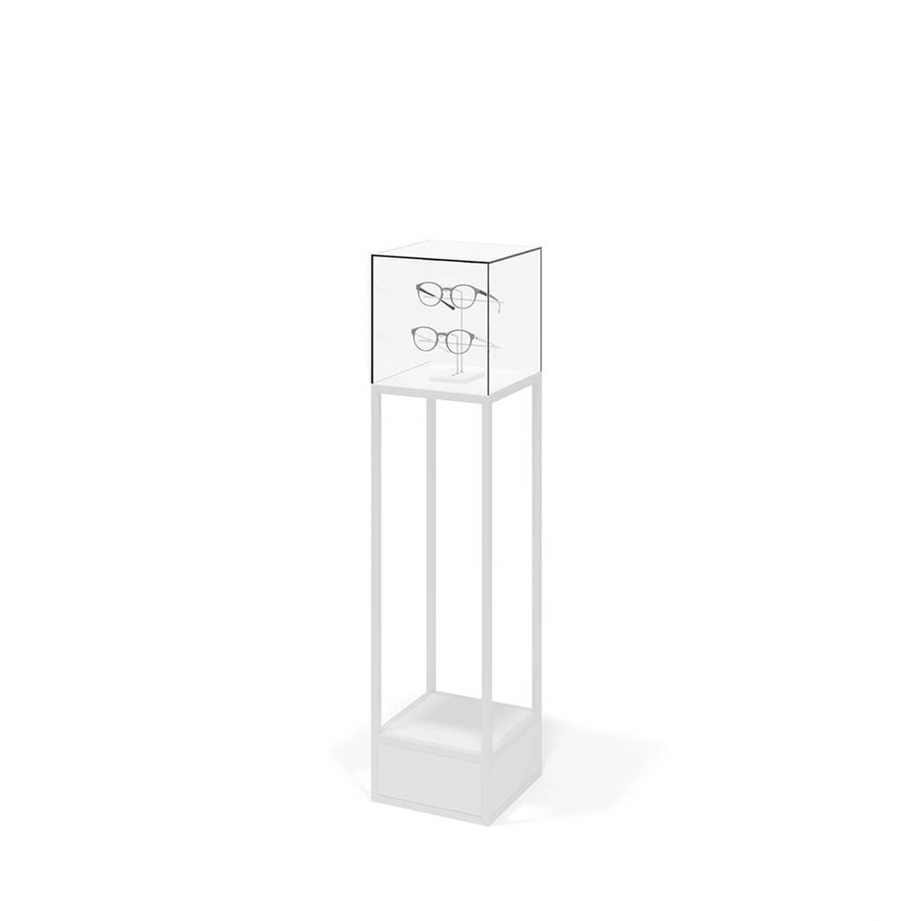 STK pedestal, construction with square base, acrylic box