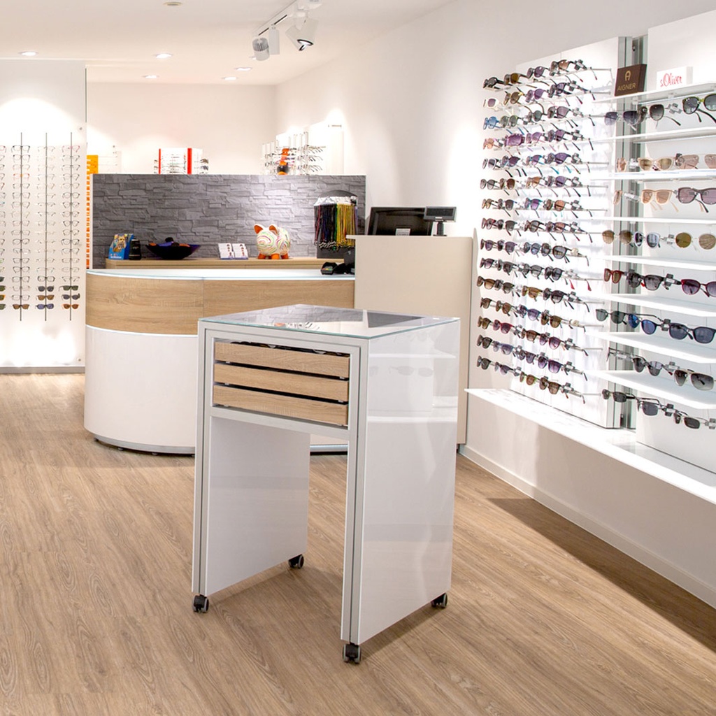 Showcase table with tray(s), acrylic