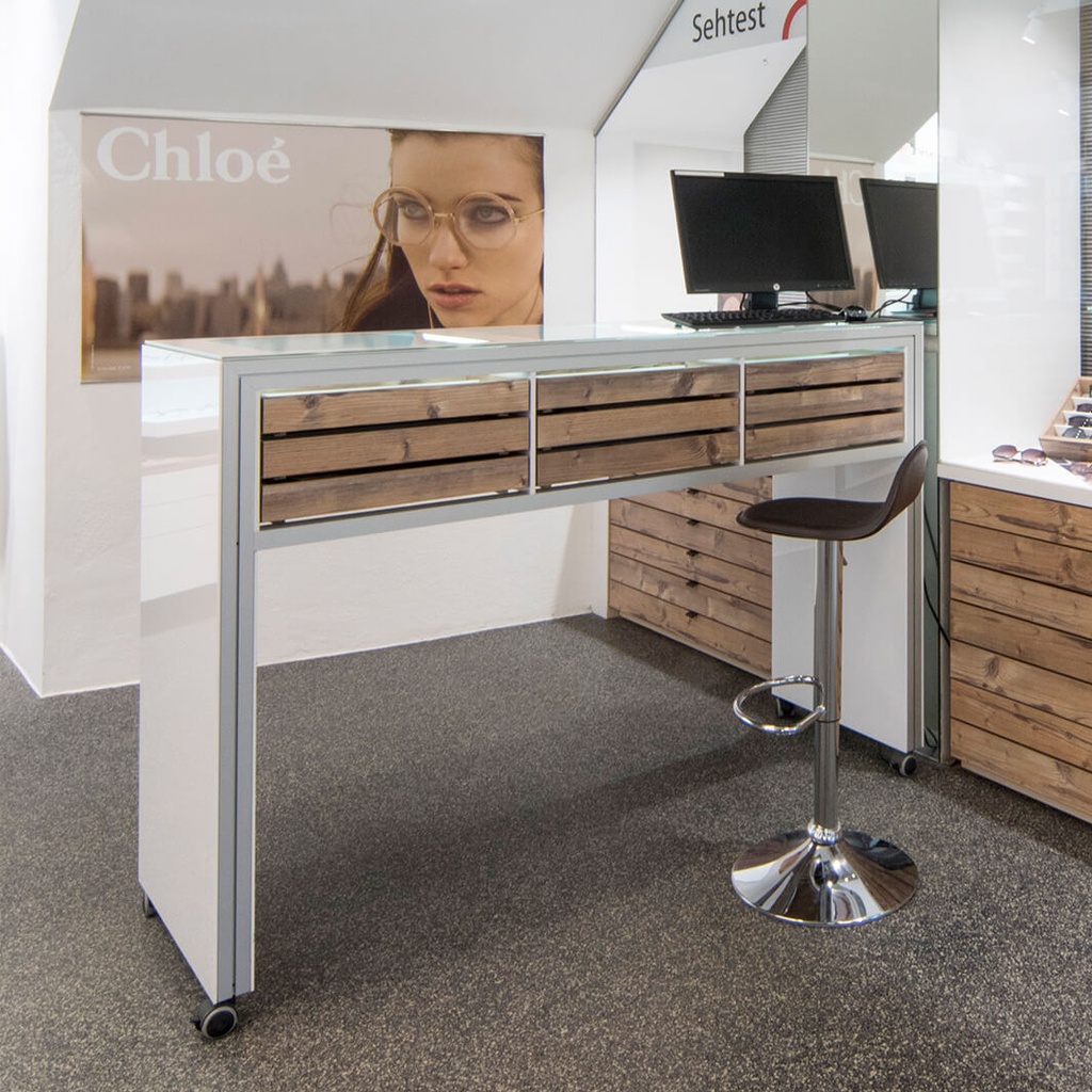 Showcase table with tray(s), acrylic