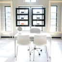 Sky Line display, plate with 3 transparent shelves, acrylic, 900x1600-4500 mm