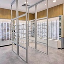 Telescope display, 5 glass shelves, 900x1600-4500 mm