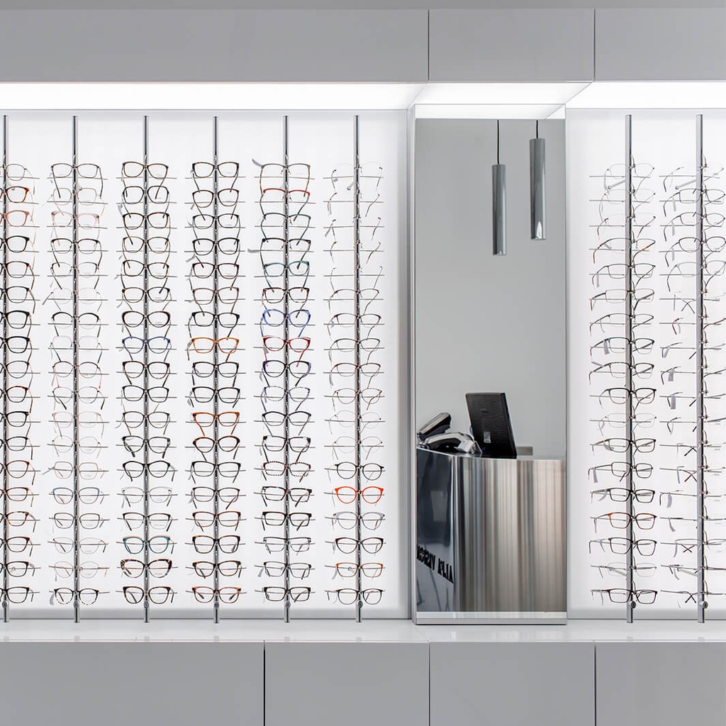 Dual mirror, 30 shelves, 450x1050x180 mm, 60 frames/cases