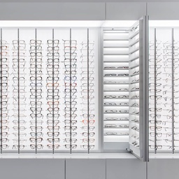 Dual mirror, 30 shelves, 450x1050x180 mm, 60 frames/cases