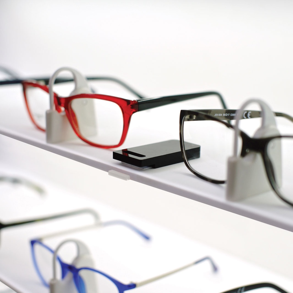 Unilock wall display, 10 LED shelves, lockable frame holders