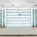 Quadro Single Lock wall display, 7 LED shelves, lockable frame holders