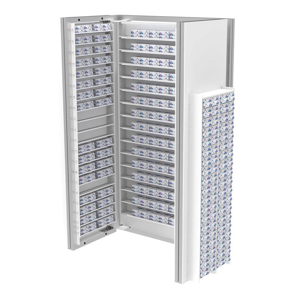 Wall display for contact lenses, 3 storage panels, 900x1500x280 mm mm