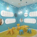Clear Look kids wall display, oval shaped, 5 rails (31), 1800x600x280 mm