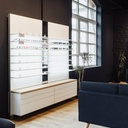 Unilock wall display, 7 LED shelves, lockable frame holders