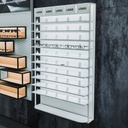 STK Unilock wall display, LED shelves, 5 logo holders incl.. 930x1530x320 mm