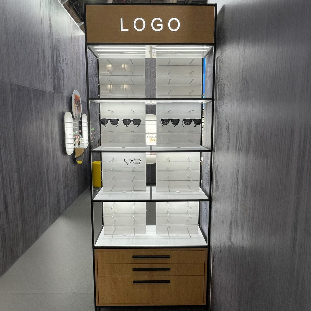 STK Multi Pin FS display, top cap, 128 pins (128), cabinet in oak, 930x2300x400 mm