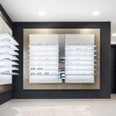 Vivida wall display, 7 LED shelves, acrylic, edge lighting