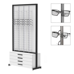 FS display, fixed plate, 8 rods (144), 4 drawers (80), 1032x1980x400 mm