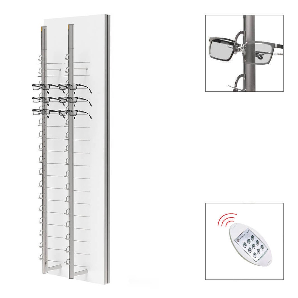 SRC wall display, 2 remote lockable rods (36), 450x1500x280 mm