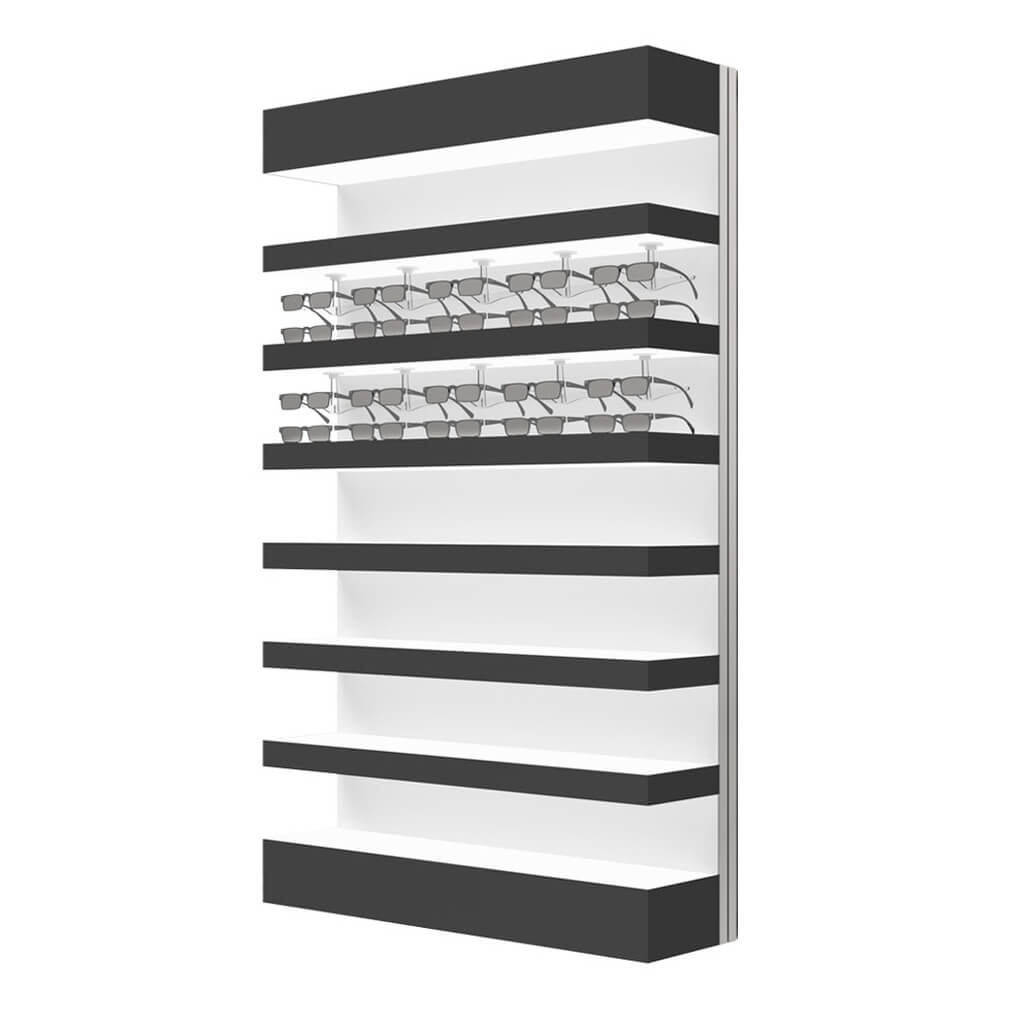 Quadro Wandpräsenter, 7 LED Ablagen
