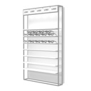 STK expositor de pared con estantes LED, incluye 5 porta logotipos, 930x1530x320 mm
