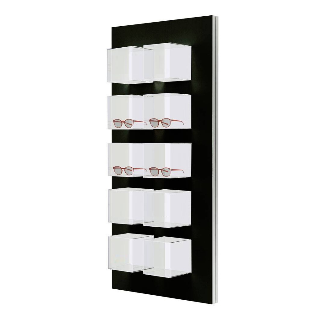 [WB.LB1.70 / WLB.70.19.B black] Présentoir mural Alea (700x1500x280 mm, 10 caisses LED, noir)