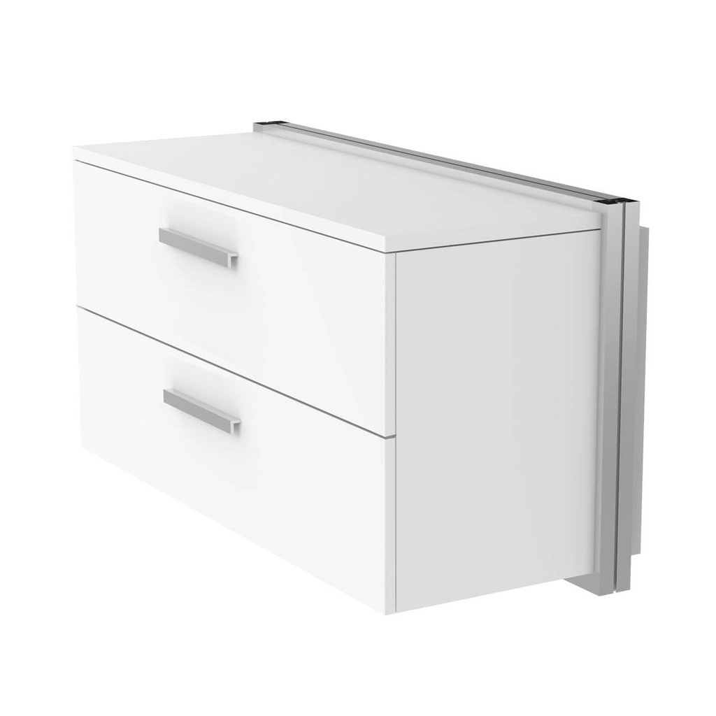 Wall cabinet, 2 deep drawers with handles, white