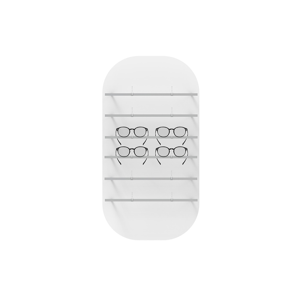 Espositore da parete Clear Look, forma ovale, 6 aste (12), 400x760x280 mm
