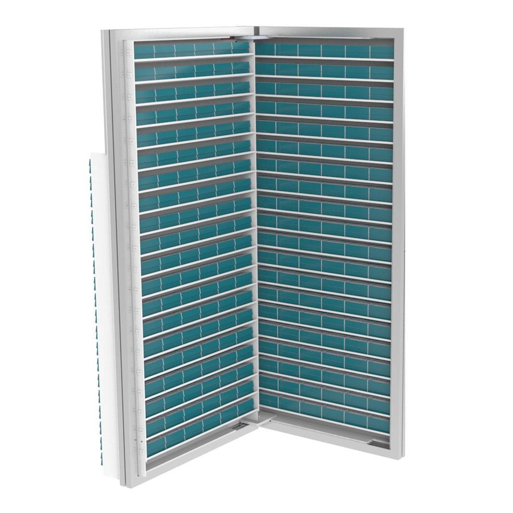[LEP.D.70.L / D2.W.LE.70.LO] Wall display for contact lenses with back storage, 700x1500x280 mm (left door opening)
