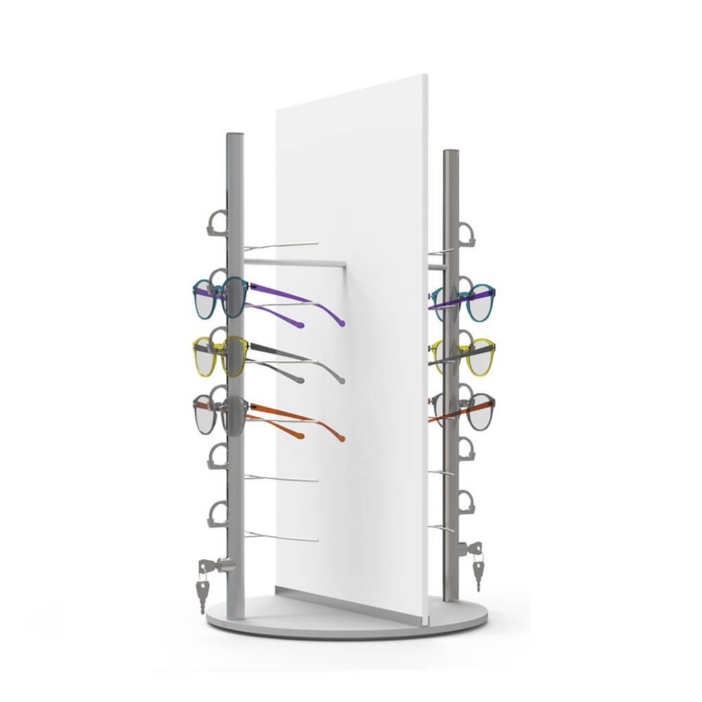 Présentoir de table avec 2 tiges RR6 (12), plateau rotatif, 330x620 mm