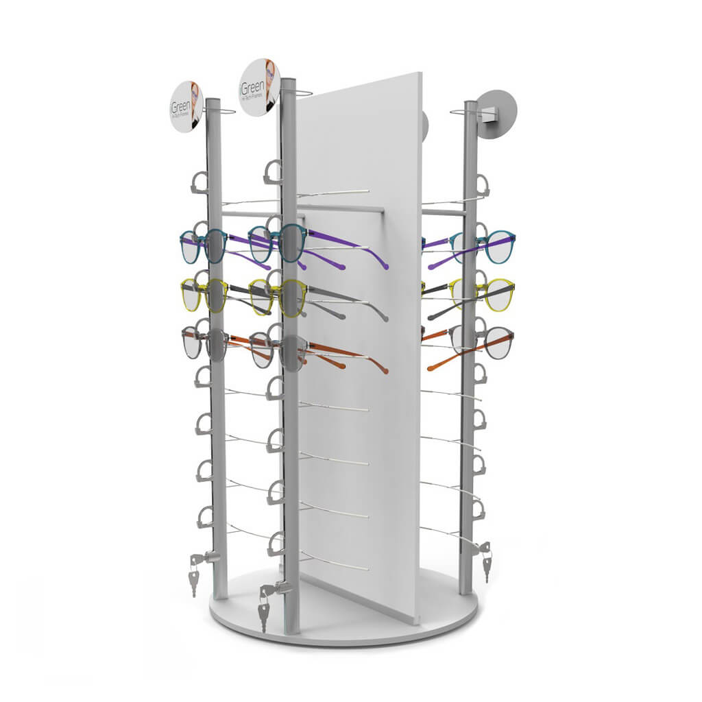 Expositor de mesa con 4 barras RR8 (32), plato giratorio, 330x720 mm