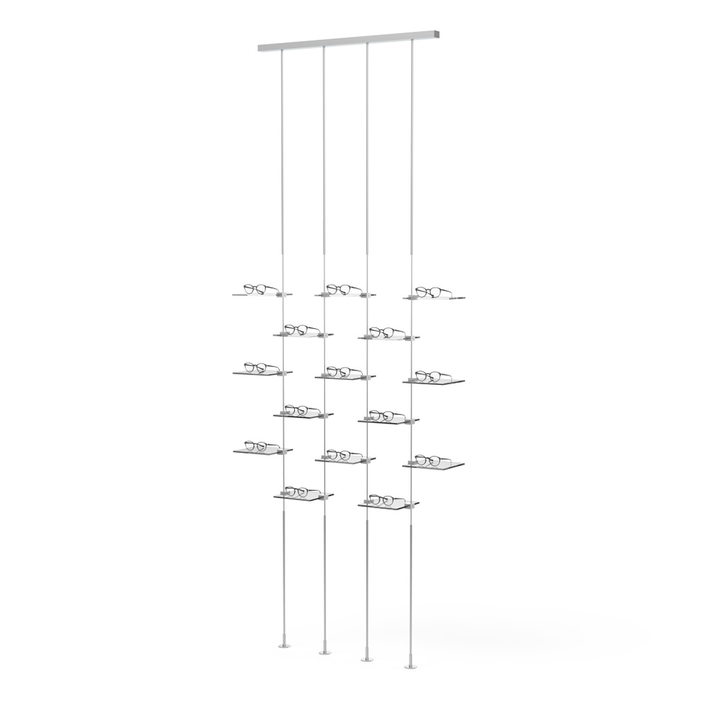 Sky Line Solo display, 4 rods with 15 side shelves, 1000x1600-4000 mm