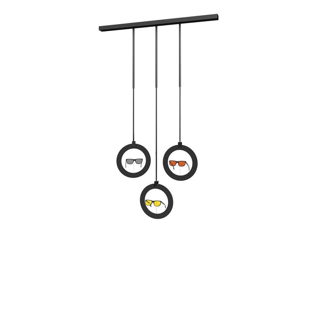 Sky Line Solo display, 3 round deco frames, 1000x1600-4500 mm