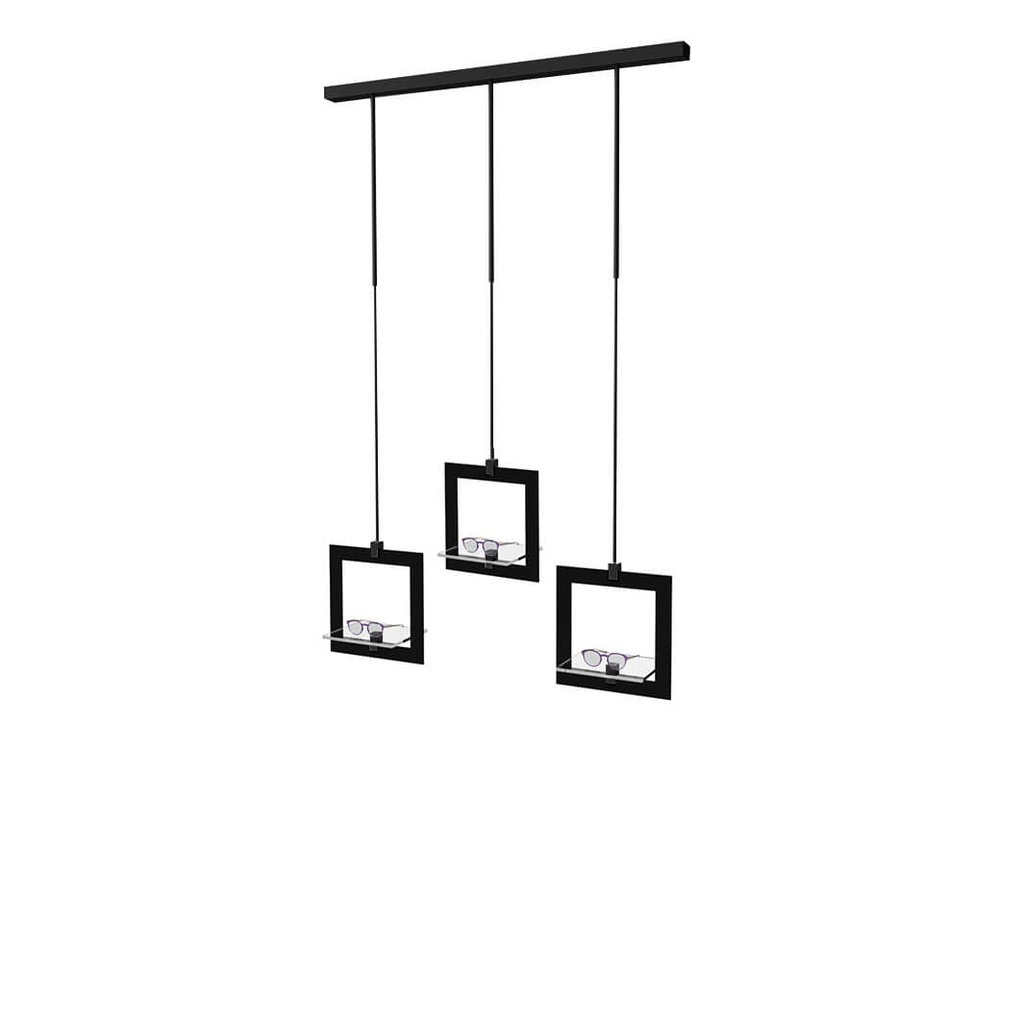 Présentoir Sky Line Solo, 3 cadres déco avec étagères transparentes, 1000x1600-4500 mm