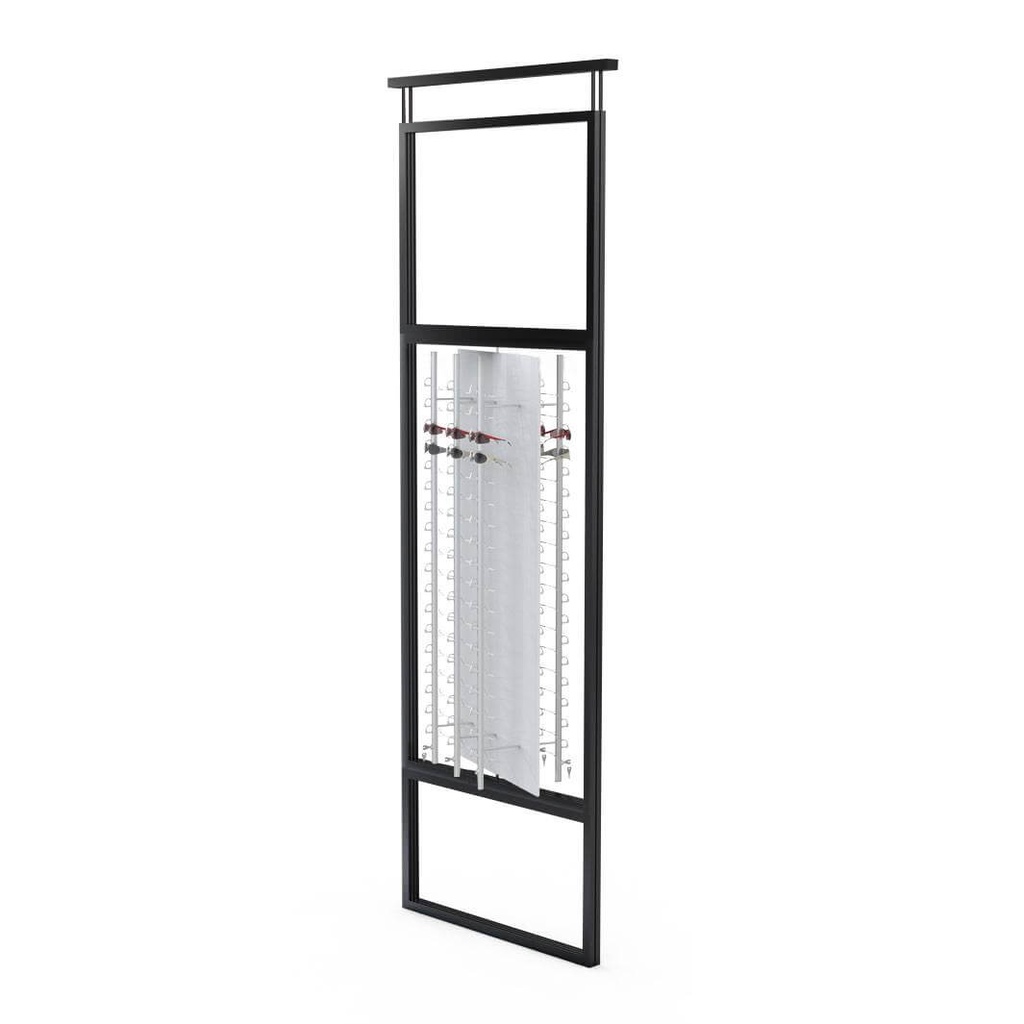 [SW.TE2.L / TSF.FR.6.L black] Telescope display, rotating plate with 6 rods (108), 900x1800-4500 mm (key lockable rods, black construction)