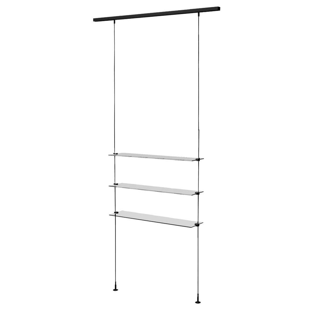 Espositore Sky Line, 3 ripiani in vetro, 900x1600-4500 mm