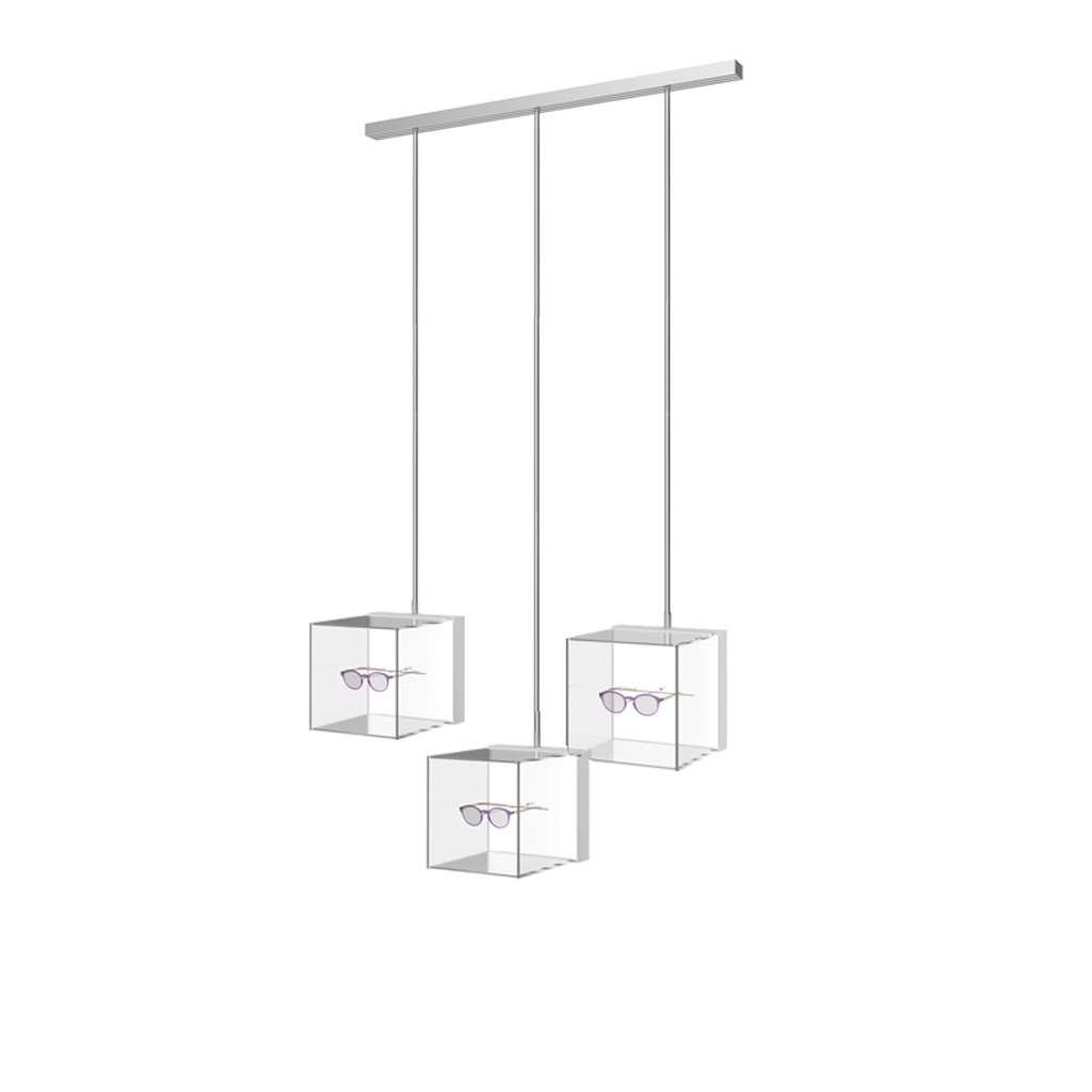 Sky Line Solo Präsenter, 3 LED-Stangen mit 3 LED-Acrylboxen, 1000x1600-4500 mm