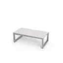 Table de vitrine, structure en aluminium, plateau supérieur en acrylique avec trous