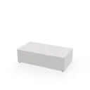 Shop window table, aluminium construction covered with 4 acrylic plates, acrylic top plate with holes