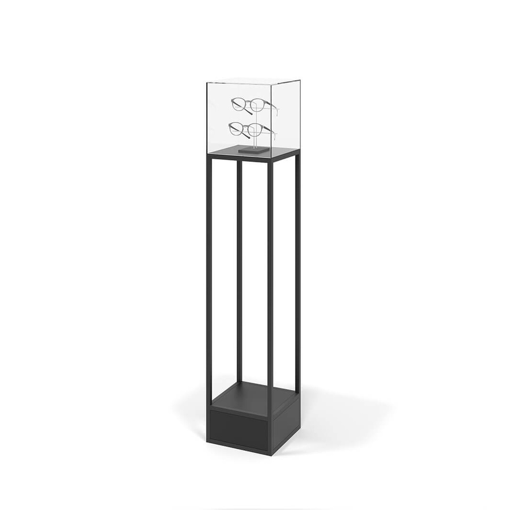 STK pedestal, construction with square base, acrylic box
