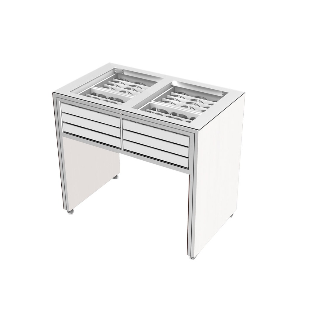 Showcase table with tray(s), acrylic