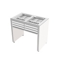 Mesa expositora con bandeja(s), acrílico blanco