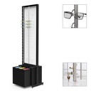 Présentoir FS, plaque tournante avec 4 tiges (72), 1 tiroir pour étuis (120), 552x1980x400 mm