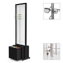 Espositore FS, 1 grande cassetto per astucci (120), lastra fissa con 4 aste (72), 552x1980x400 mm