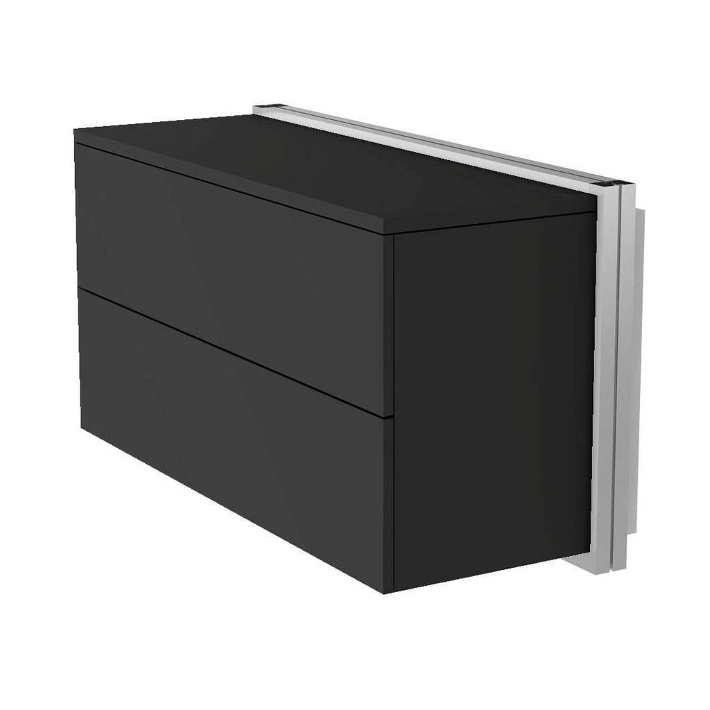 [WU.D.P.2H.90 / B2.P.H.90 black] Armoire murale, 2 tiroirs profonds, ouverture tip-on, fermeture douce (900x500x400 mm, 100 étuis, MDF noir)