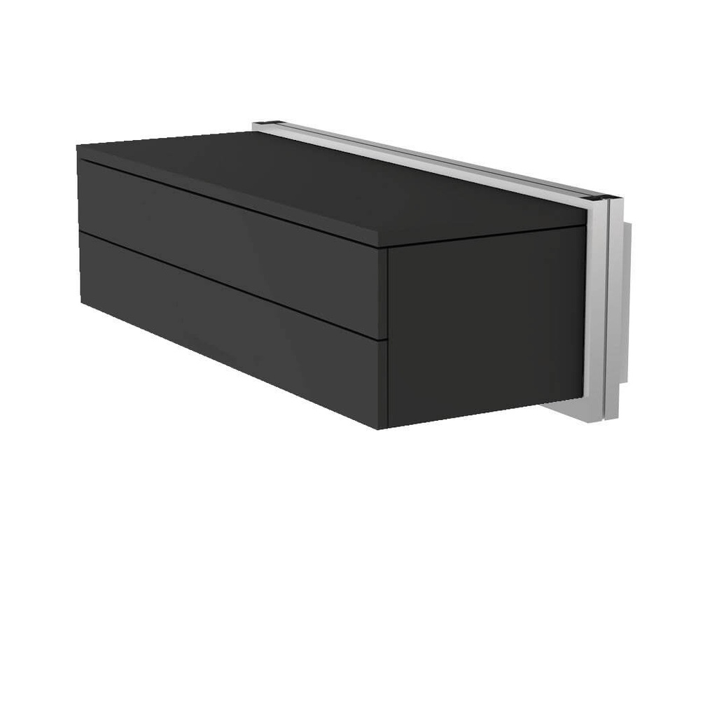 [WU.D.P.2L.90 / B2.P.90 black] Wall cabinet, 2 shallow drawers, tip-on opening, soft-close (900x280x400 mm, 50 frames, MDF black)