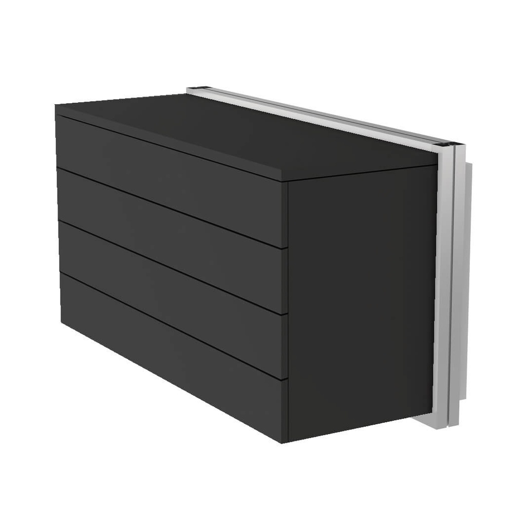 [WU.D.P.4.90 / B4.P.90 black] Wall cabinet, 4 drawers, tip-on opening, soft-close (900x500x400, 100 frames, MDF black)